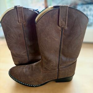 Masterson Brown Leather Cowboy Boots Youth 5.5 D Women's 7 Western Cowgirl